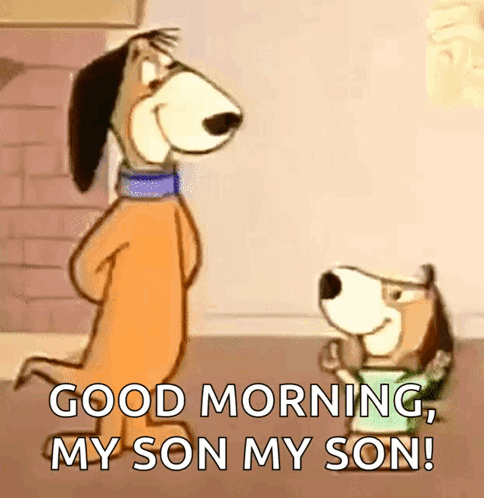 Two Cartoon Dogs Saying Good Morning