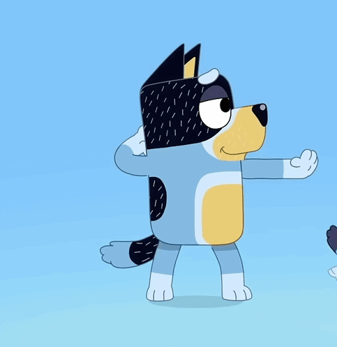 Two Cartoon Dogs Standing Next to Each Other