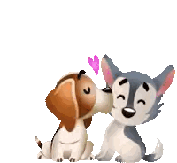 Two Cartoon Dogs With Pink Heart