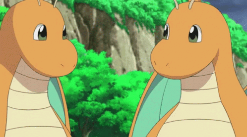 Two Cartoon Dragons Looking At Each Other