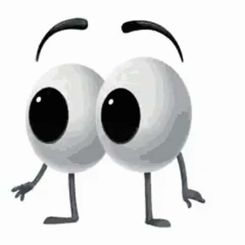 Two Cartoon Eyes With Arms And Legs Are Standing Next To Each Other On A White Background . GIF