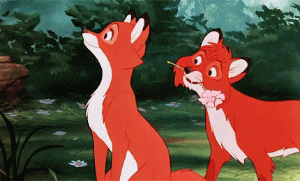 Two Cartoon Foxes Standing Together