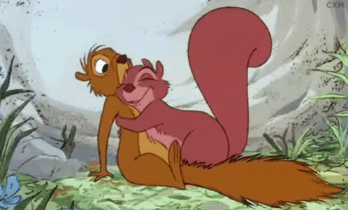 Two Cartoon Squirrels Hugging With cxm
