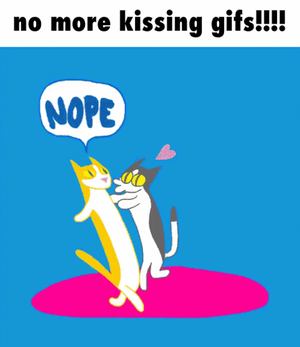 Two Cat No More Kissing GIF