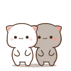 two cats are hugging each other with a heart between them .
