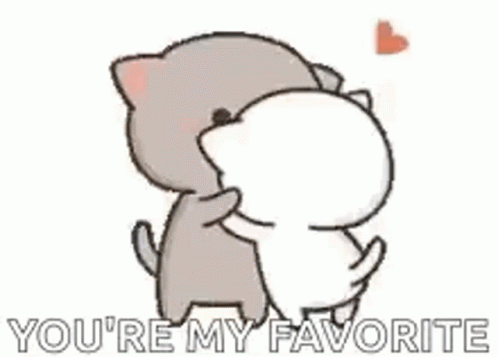 Two Cats Are Standing Next To Each Other And Talking To Each Other And Saying `` You 'Re My Favorite '' . GIF