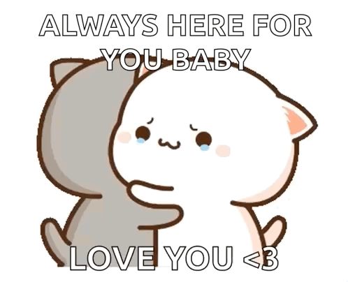 Two Cats Hugging Baby Love You