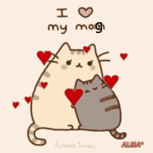 Two Cats Hugging I Love My Mag