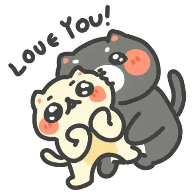 Two Cats Hugging Love You