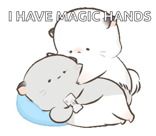 Two Cats Hugging Saying I Have Magic Hands GIF
