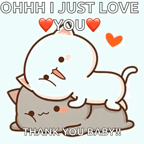 Two Cats Hugging Saying I Love You Thank You Baby GIF