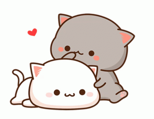 Two Cats Hugging With Heart GIF