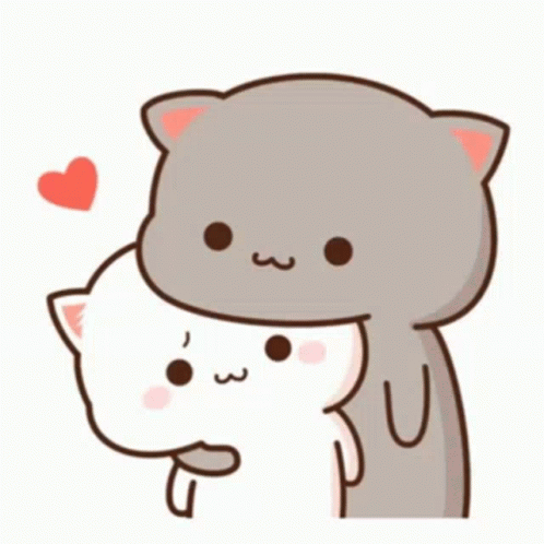 Two Cats Hugging with Heart
