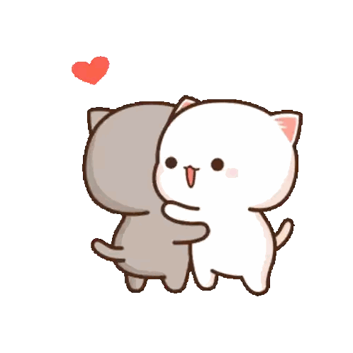 Two Cats Hugging with Heart