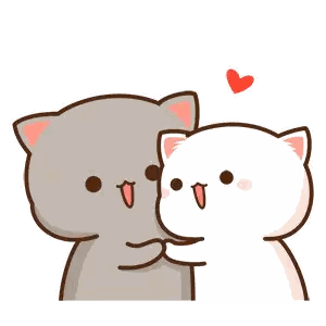 Two Cats Hugging With Heart