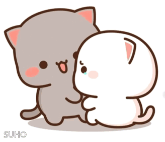 Two Cats Hugging With Heart GIF