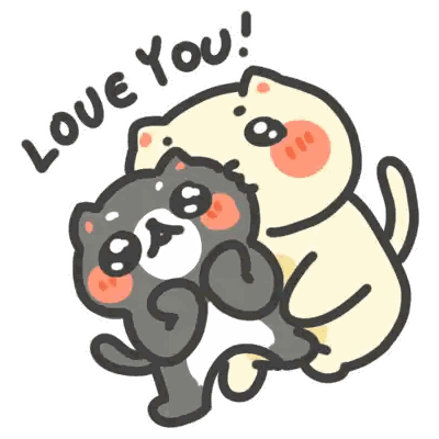 Two Cats Hugging With Love You