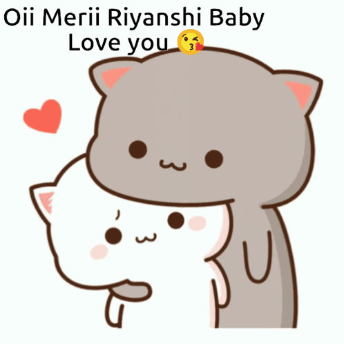 Two Cats Hugging With Love You
