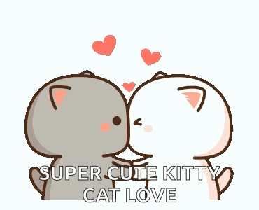 Two Cats Kissing With Hearts