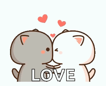 Two Cats Kissing With Hearts