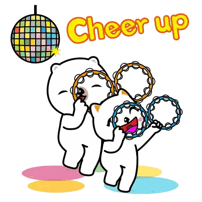 Two Cats Playing Tambourines Cheer Up