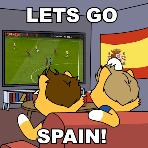 Two Cats Watching Soccer Game Saying Let's Go Spain