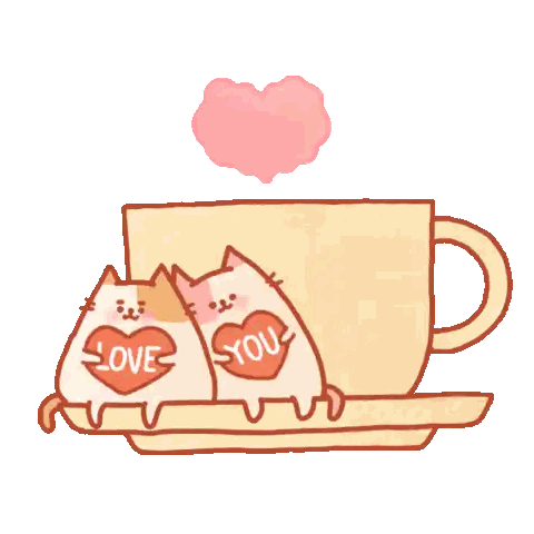 Two Cats With Love Hearts in Cup