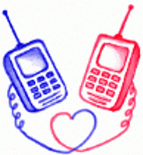 Two Cell Phones Connected By Heart And Hearts GIF