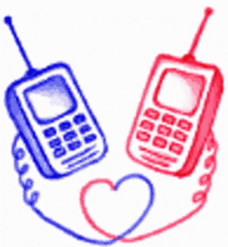 Two Cell Phones With Hearts GIF