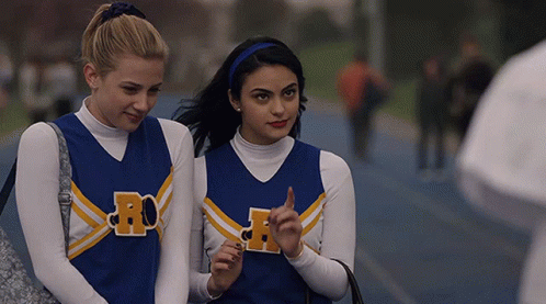 Two Cheerleaders Wearing RC Uniforms GIF