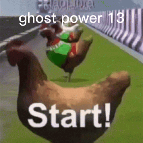 Two Chickens Racing With Ghost Power 13 Start GIF