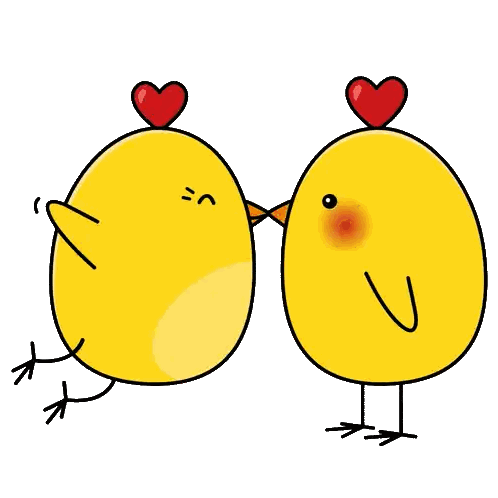 Two Chickens With Hearts on Heads