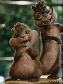 Two Chipmunks In Glasses Smiling GIF