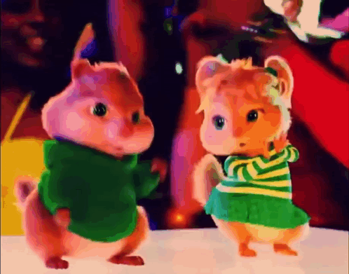 Two Chipmunks Standing Together GIF