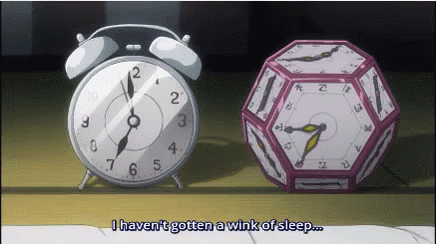 Two Clocks Are Sitting Next To Each Other With One Saying I Haven 'T Gotten A Wink Of Sleep GIF