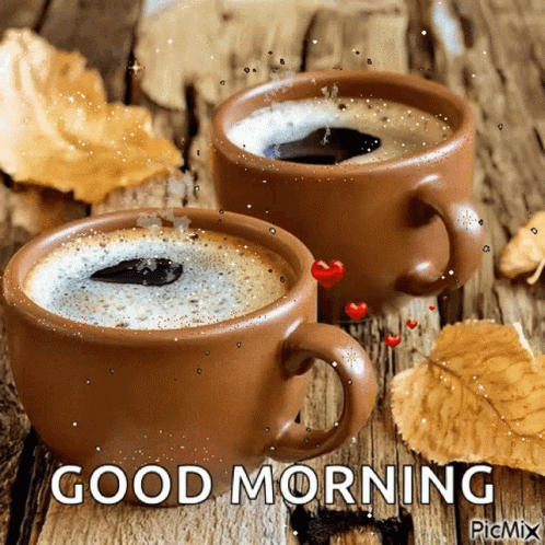 Two Coffee Cups With Good Morning