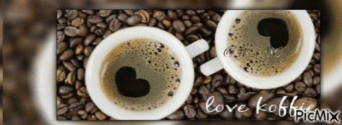 Two Coffee Cups With Heart And Love Koffie GIF