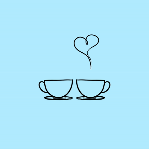 Two Coffee Cups With Heart Good Morning GIF