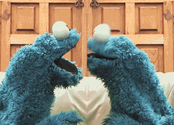 Two Cookie Monsters Same Sesame Street GIF