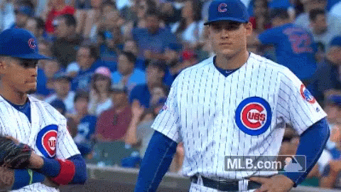 Two Cubs Baseball Players On Field GIF