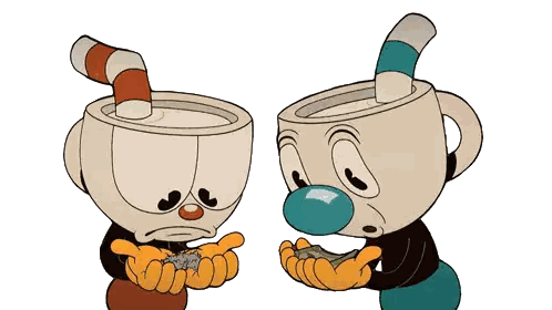 Two Cuphead Characters Standing Next to Each Other