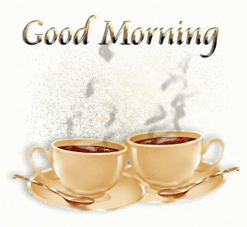 Two Cups of Coffee Saying Good Morning