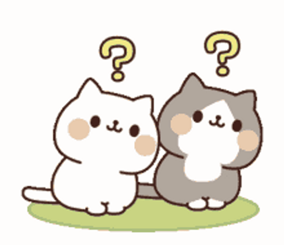 Two Cute Animated Cats Question Mark GIF 