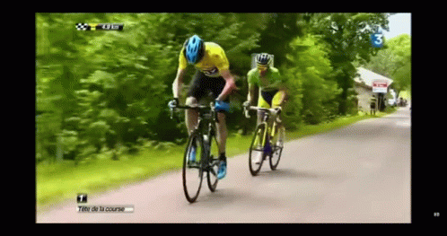 Two Cyclists Riding With Number 3 GIF
