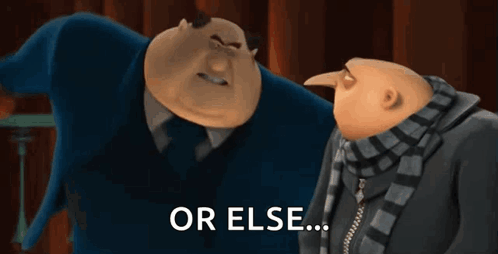Two Despicable Me Characters Are Standing Next To Each Other And One Is Holding An Apple And The Other Is Holding A Knif GIF