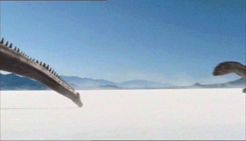 Two Dinosaurs Walking Across Desert