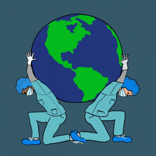 Two Doctors Carrying Globe