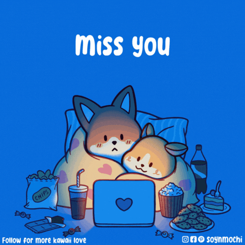 Two Dogs Hugging Miss You