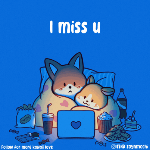Two Dogs Sitting At Laptop Saying I Miss U GIF