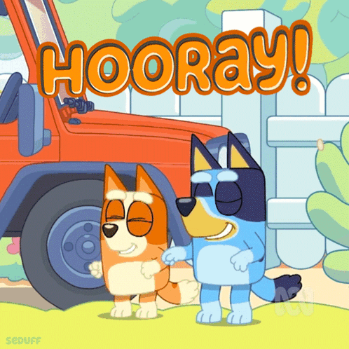 Two Dogs Standing Hooray